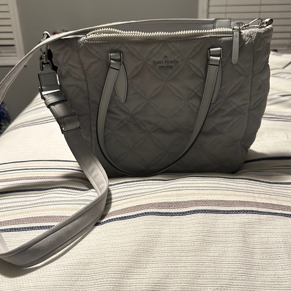 kate spade Quilted Nylon Shoulder Bag in Light Gray